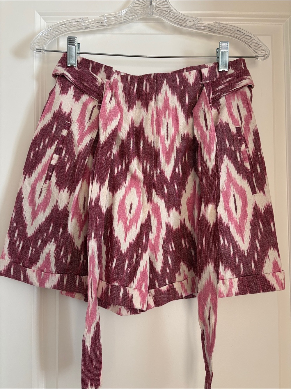 Molly Bracken Pink and Burgundy Ikat Tie-Waist with Shorts
